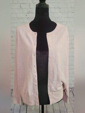 Croft & Barrow Light Pink Crewneck Button Cardigan Sweater - Women's XL